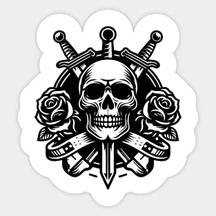 skull roses and sword Sticker